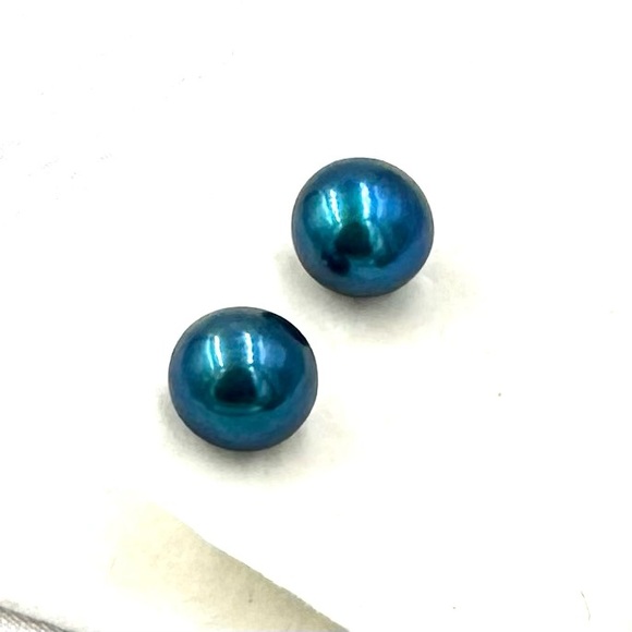 HONORA Pearl Studs Earrings Sterling Silver Blue 9mm NWOT - Picture 3 of 10